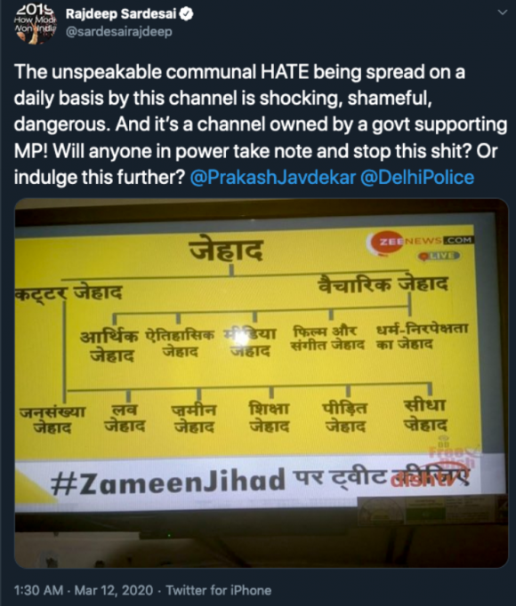 Rajdeep Sardesai, Consulting Editor of India Today, harshly condemned DNA following the show’s airing of the misinfographic. Credit: Screenshot by TaSC.